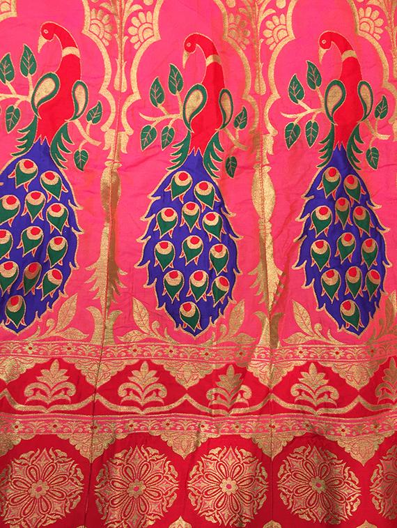 pink silk flared lehenga - 15218010 - Zoom Image - 3