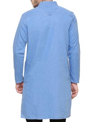light blue denim medium kurta - 15218221 - Standard Image - 3
