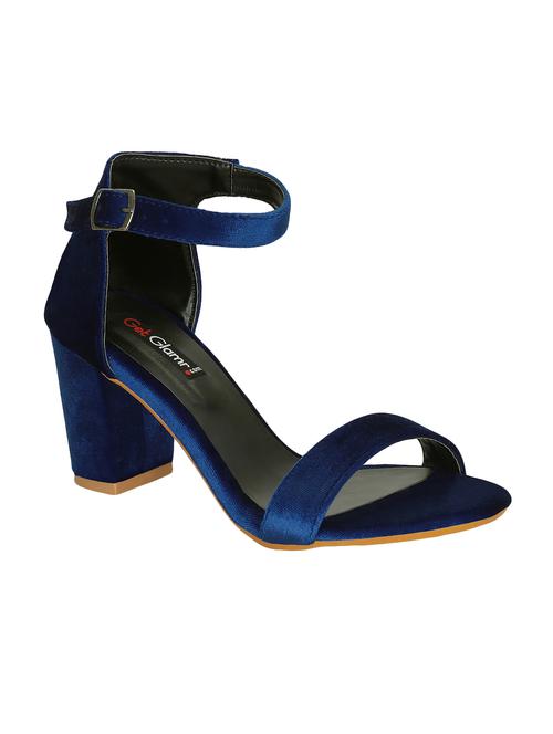 navy leatherette ankle strap sandals - 15219214 - Standard Image - 1