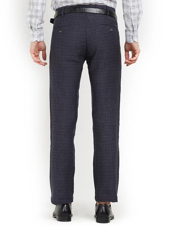 blue cotton flat front casual trouser - 15221987 - Zoom Image - 3