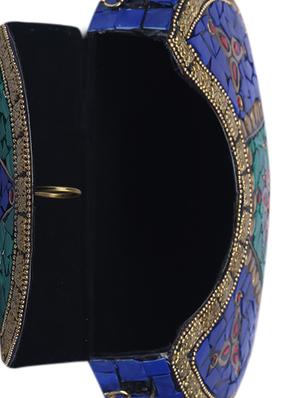 blue metal box clutch - 15226844 - Standard Image - 3