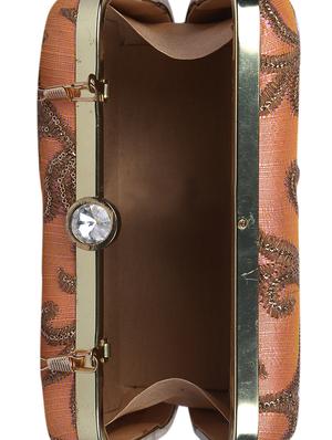 beige metal box clutch - 15226849 - Standard Image - 3