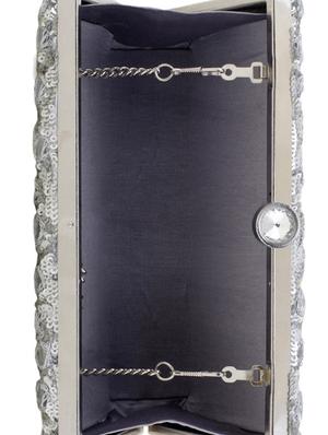 silver metal box clutch - 15227362 - Standard Image - 3