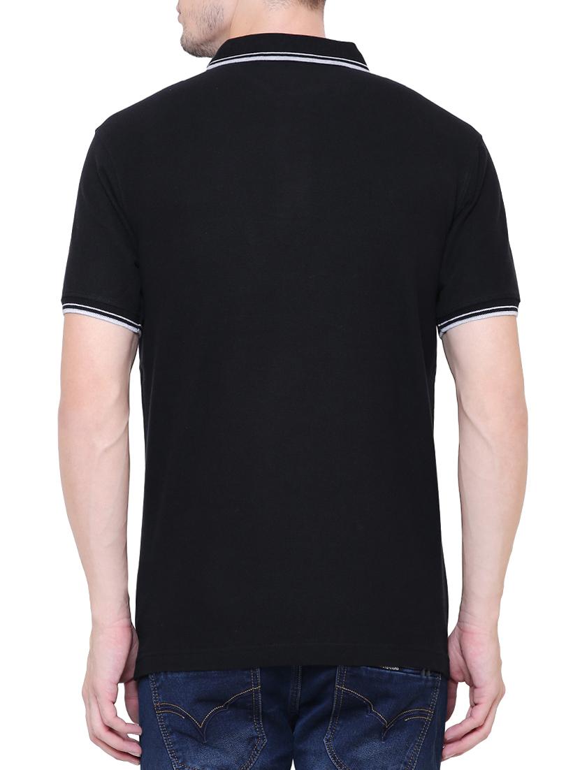 black cotton polo t-shirt - 15227745 - Zoom Image - 3