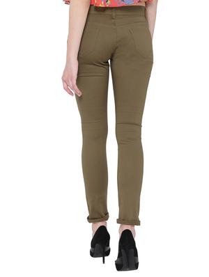 green solid cotton chinos trouser - 15228066 - Standard Image - 3