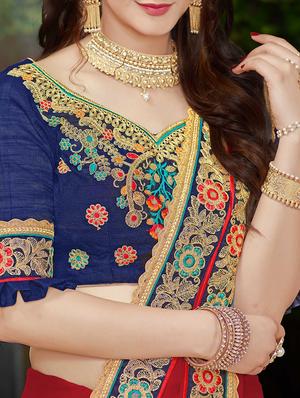 maroon georgette bordered saree with blouse - 15230390 - Standard Image - 3