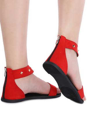 red ankle strap sandal - 15231017 - Standard Image - 3
