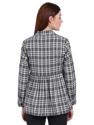 grey checkered cotton tunic - 15231265 - Standard Image - 3