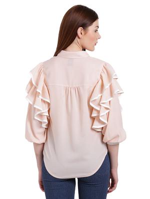 pink solid ruffled shirt - 15231268 - Standard Image - 3