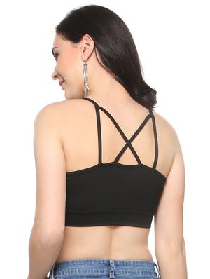black solid cotton crop top - 15231294 - Standard Image - 3