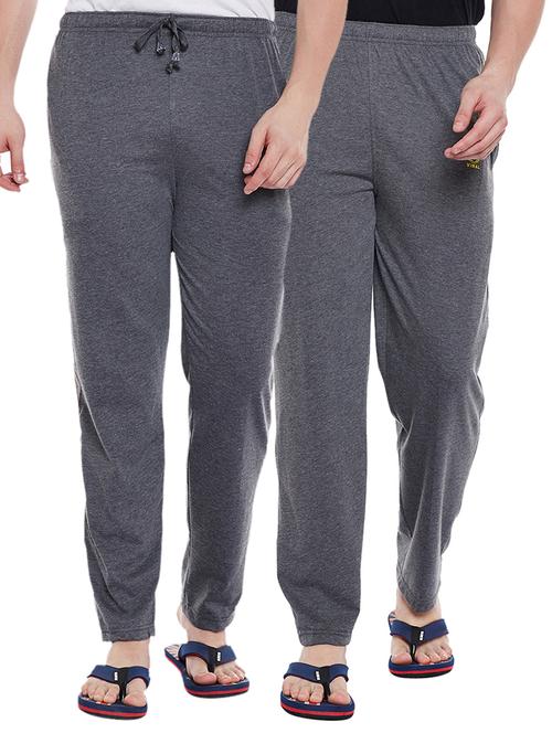 grey cotton full length track pant - 15231755 - Standard Image - 1