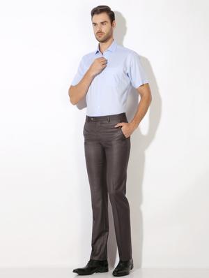 brown cotton blend flat front formal trouser - 15236366 - Standard Image - 3