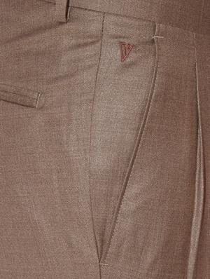 brown cotton blend pleated formal trouser - 15236403 - Standard Image - 3