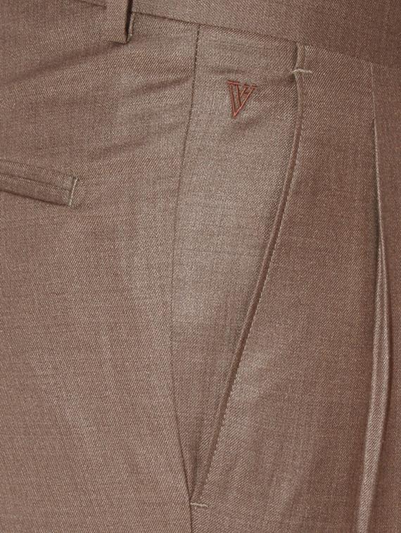 brown cotton blend pleated formal trouser - 15236403 - Zoom Image - 3
