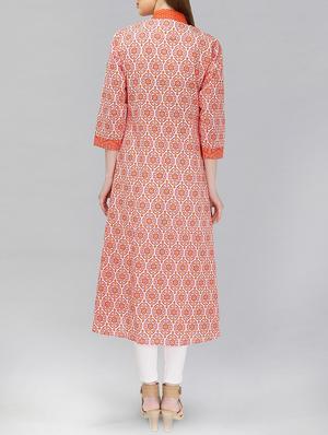 orange cotton layered kurta - 15239518 - Standard Image - 3