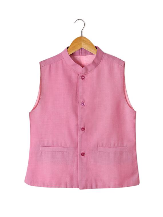 white cotton shirt with nehru jacket - 15239984 - Zoom Image - 3