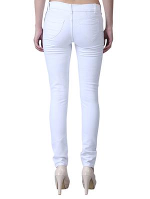 white solid knee slit jeans - 15240044 - Standard Image - 3