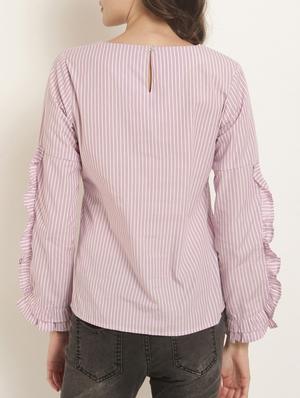 frill detail striped top - 15240604 - Standard Image - 3
