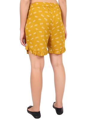 yellow printed rayon shorts - 15240903 - Standard Image - 3