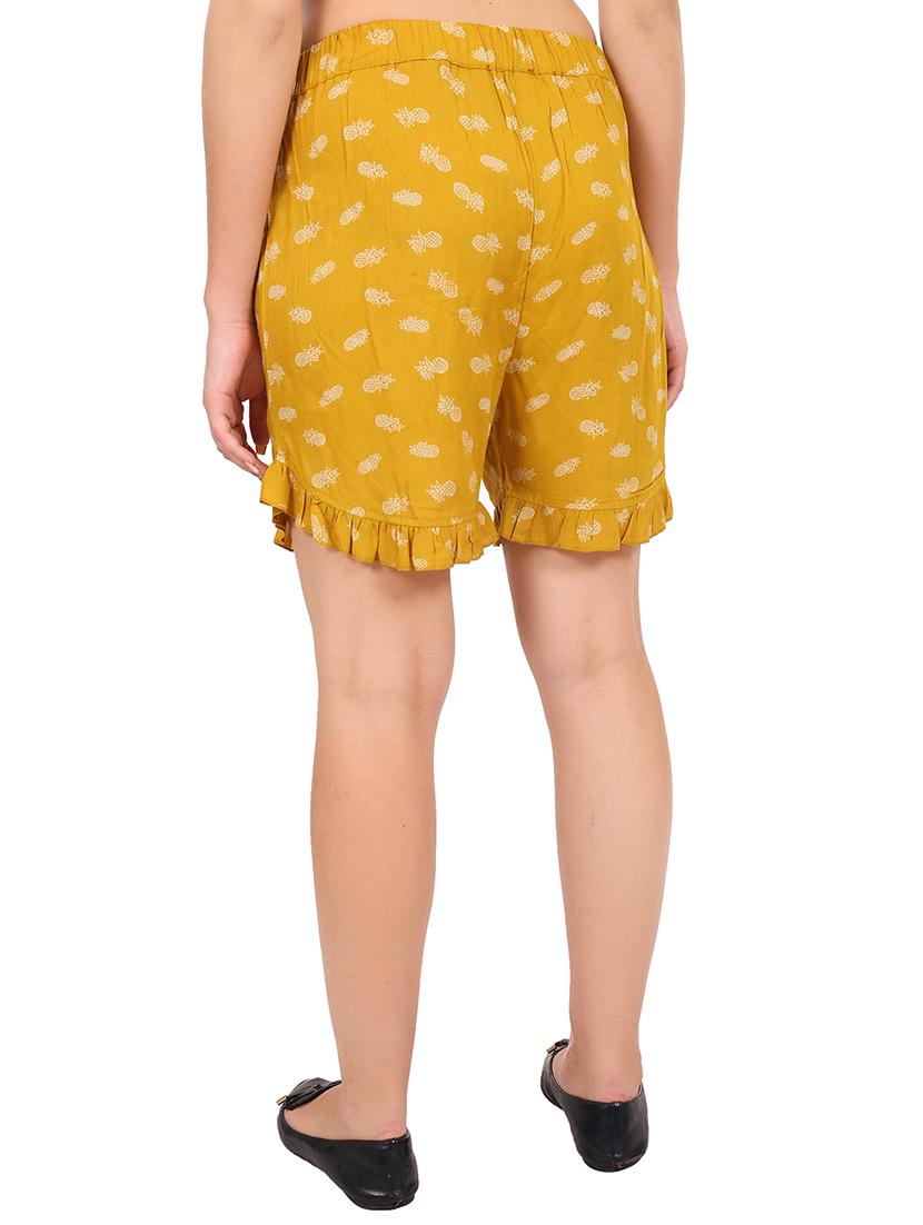 yellow printed rayon shorts - 15240903 - Zoom Image - 3