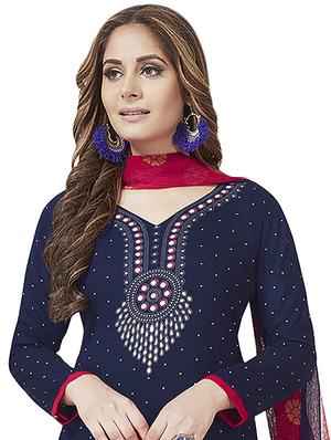 Printed unstitched churidaar suit - 15240990 - Standard Image - 3