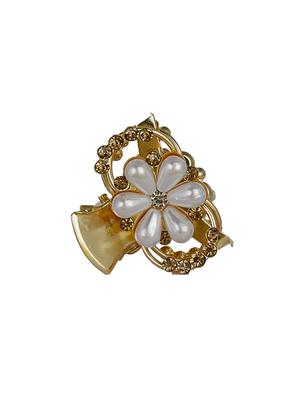 AccessHer Gold & White Color Brass Material With Cubic Zirconia Stone Butterfly clip For Women - 15242139 - Standard Image - 3