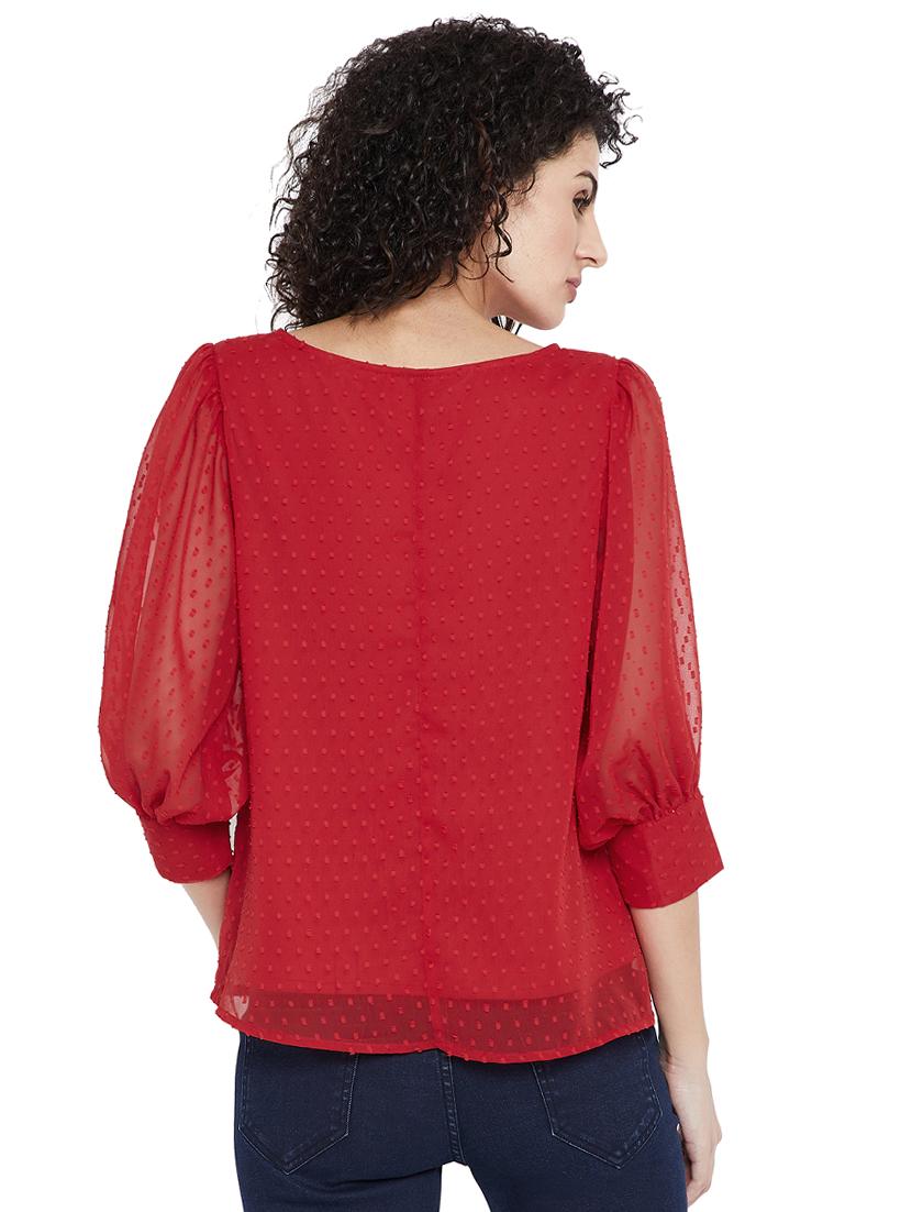 Balloon sleeved dobby top - 15242353 - Zoom Image - 3