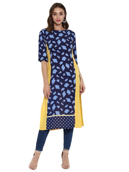 printed straight kurta - 15243865 - Very Small Image - 1