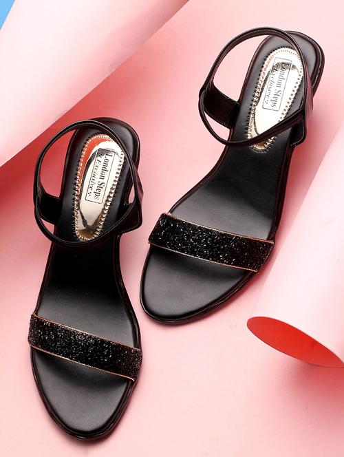 black faux leather back strap sandals - 15249508 - Standard Image - 1