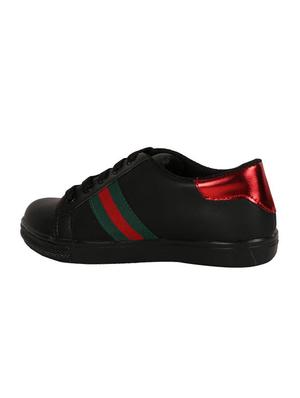black leatherette laceup sneakers - 15249555 - Standard Image - 3