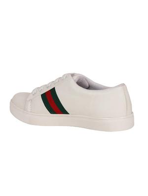 white leatherette laceup sneakers - 15249556 - Standard Image - 3