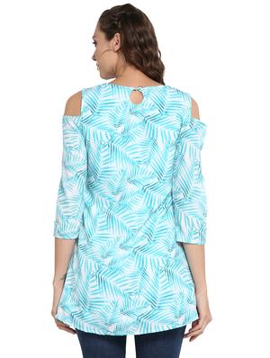 Blue crepe straight kurti - 15252415 - Standard Image - 3