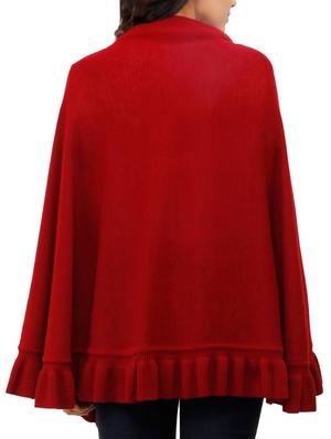 ruffled hem solid cape - 15253459 - Standard Image - 3