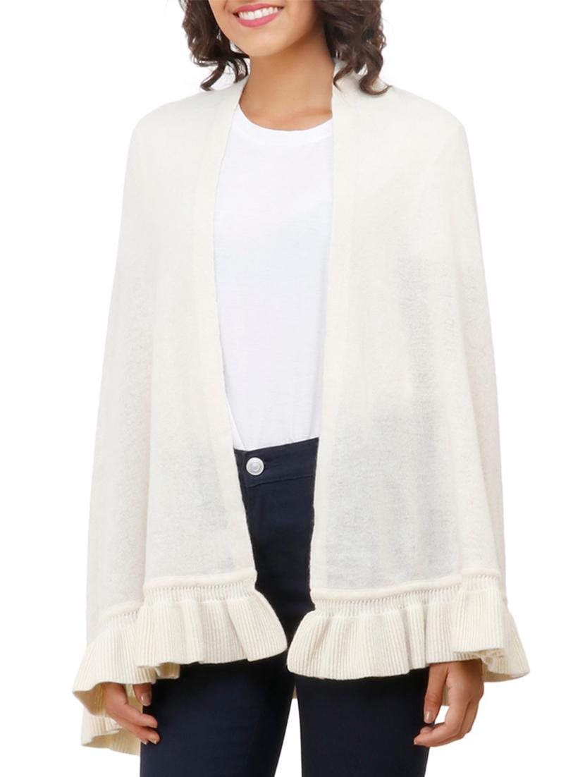 ruffled hem solid cape - 15253463 - Zoom Image - 3