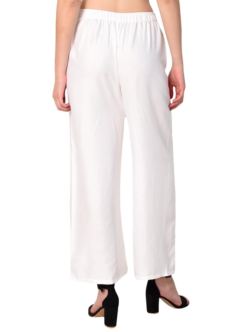 white rayon palazzos - 15254201 - Zoom Image - 3