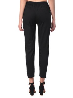 black cotton lycra flat front trousers - 15254220 - Standard Image - 3