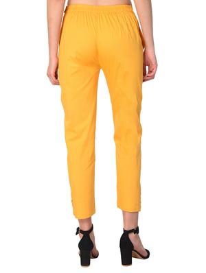 beige cotton lycra flat front trousers - 15254222 - Standard Image - 3