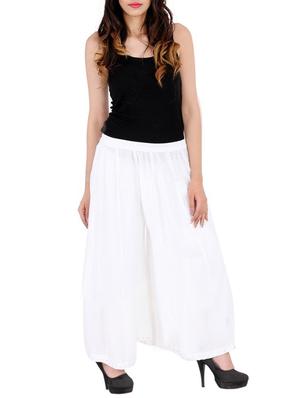 white rayon flared palazzo - 15255664 - Standard Image - 3
