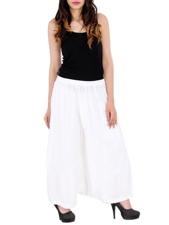 white rayon flared palazzo - 15255664 - Zoom Image - 3