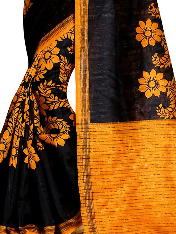 black silk bhagalpuri saree with blouse - 15255857 - Zoom Image - 3