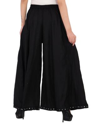 black rayon flared palazzo - 15255936 - Standard Image - 3