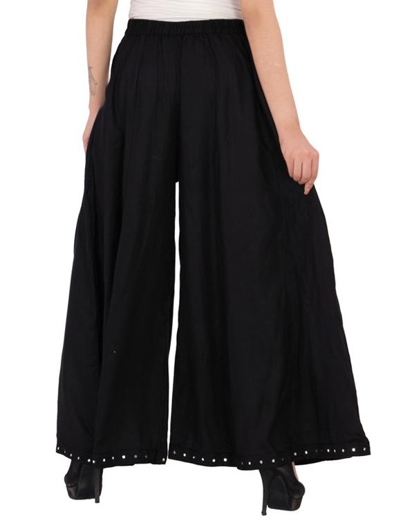 black rayon flared palazzo - 15255936 - Zoom Image - 3