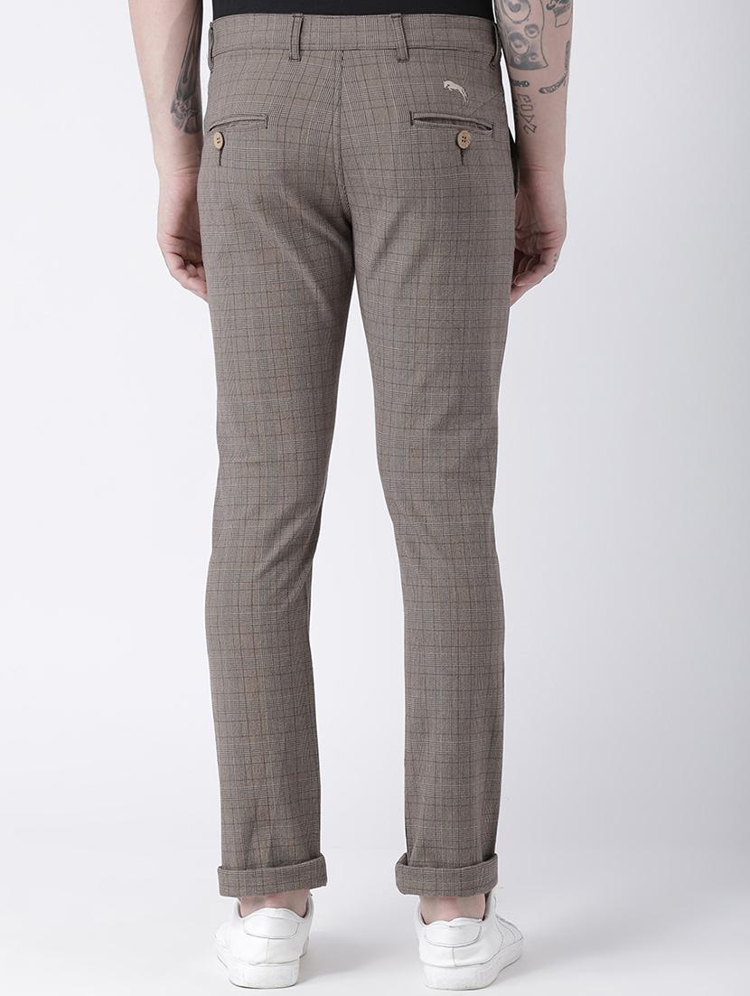 brown cotton flat front casual trouser - 15258478 - Zoom Image - 3