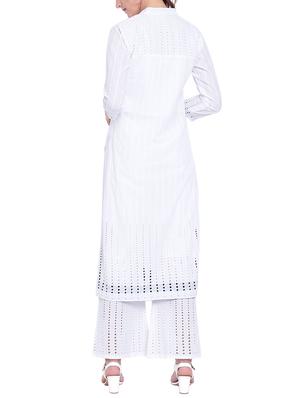 schiffli work kurta & palazoo set - 15258558 - Standard Image - 3