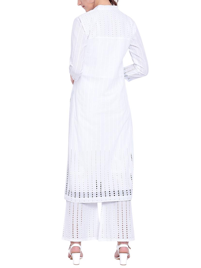 schiffli work kurta & palazoo set - 15258558 - Zoom Image - 3