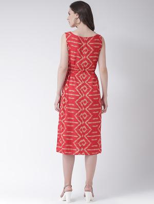 orange cotton printed a-line dress - 15261070 - Standard Image - 3