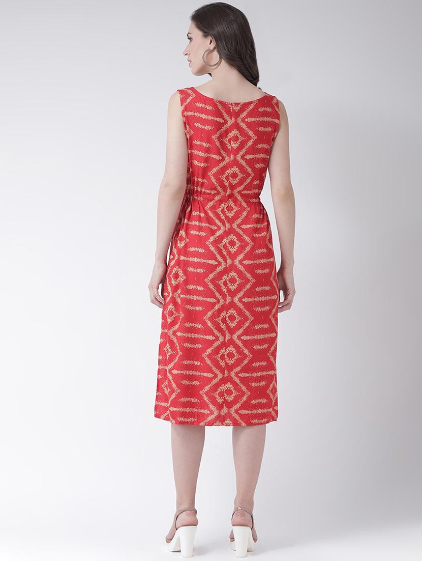orange cotton printed a-line dress - 15261070 - Zoom Image - 3