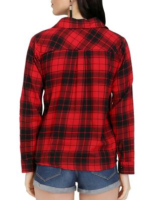 red viscose checkered shirt - 15263085 - Standard Image - 3
