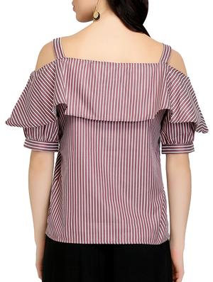 cold shoulder striped top - 15263088 - Standard Image - 3