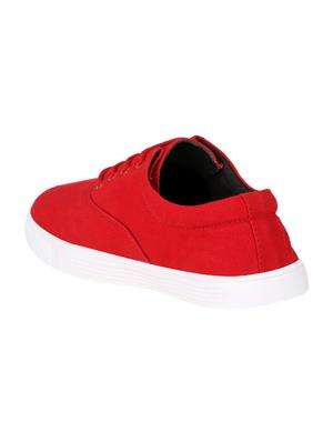 red Canvas lace up sneaker - 15263787 - Standard Image - 3
